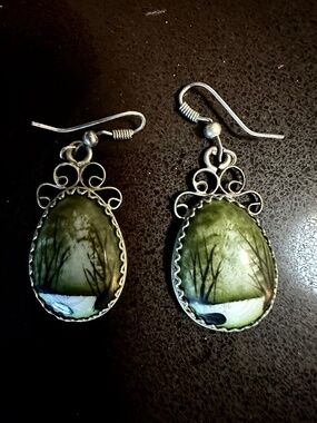 Russian Finift artisanal hand-made enamel earrings